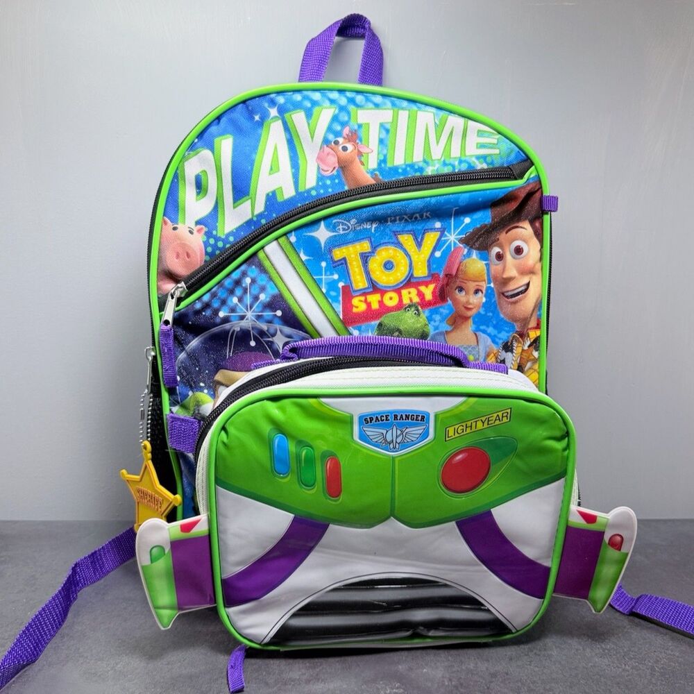 Disney Pixar Toy Story Backpack Lunch Box Set Buzz Woody Kids 16”